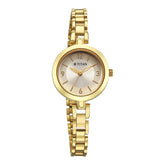 Titan Women's Watch Analog Beige Dial with Gold Stainless Steel Band, 2598YM05